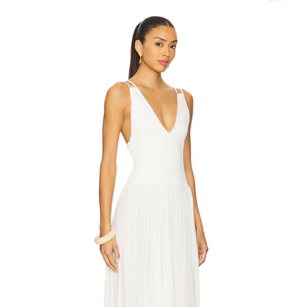 NWOT Free People Fun In The Sun Maxi Dress Smocked Top Tiered Hem Ivory White